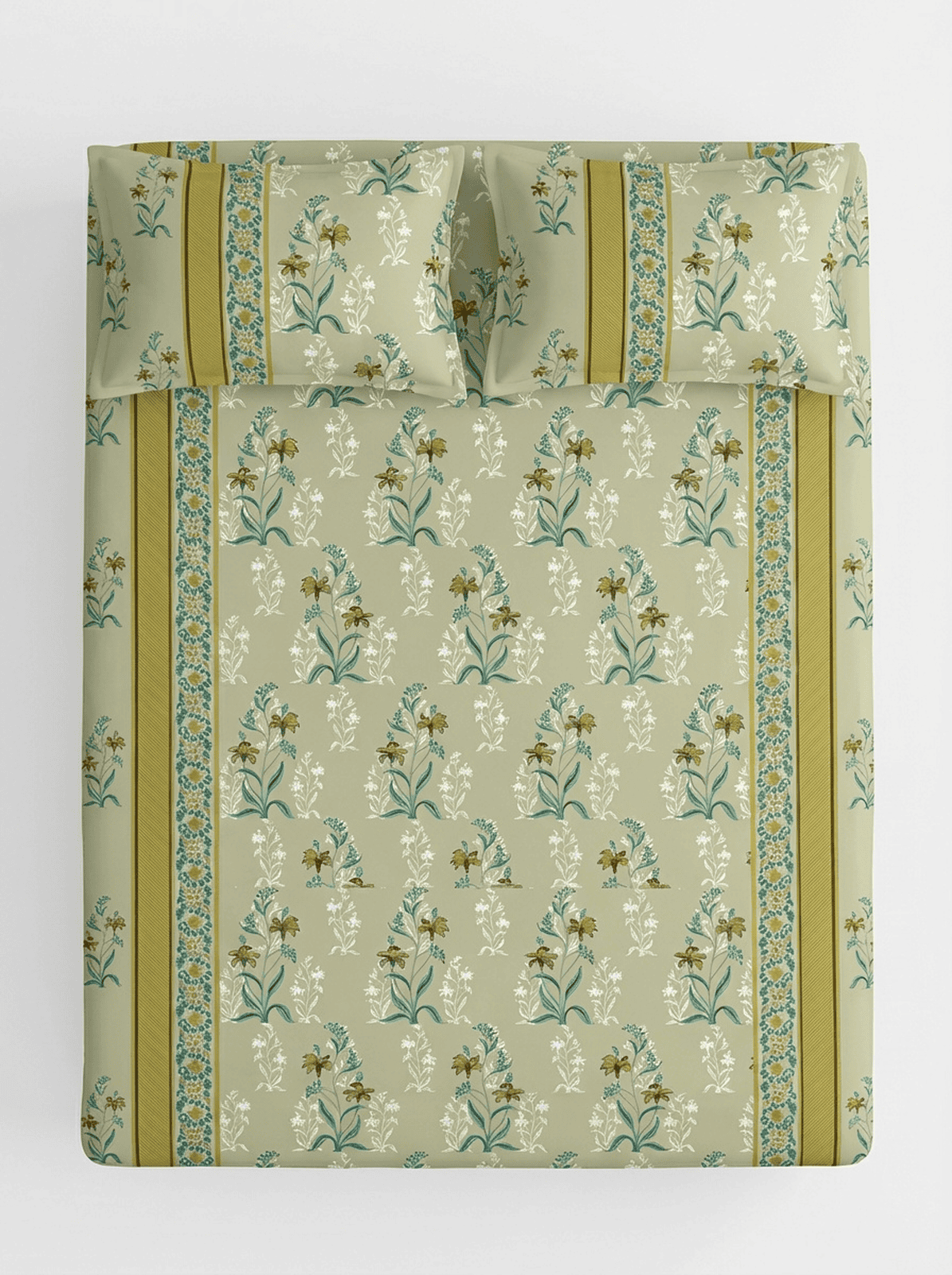 Sage Bloom Super King Cotton Bedsheet - Furnish Factory