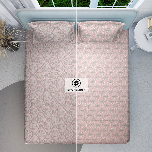 Soft Pastel Royale Reversible Cotton Bedsheet (108×108) Super King