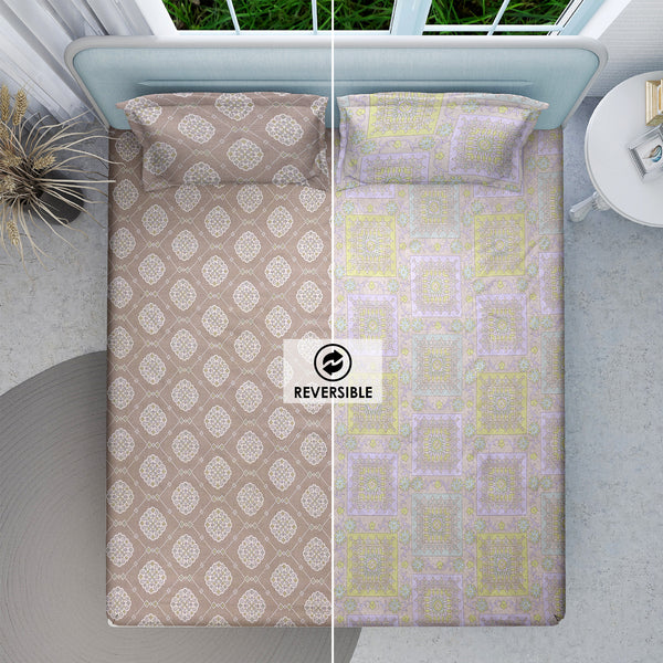 Dual Aura Reversible Cotton Bedsheet (90x100)