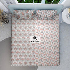 Vintage Half-Moon Reversible Cotton Bedsheet (90×100 inch) King Size