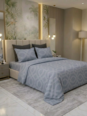Celestial Luxe Grey Cotton Bedsheet