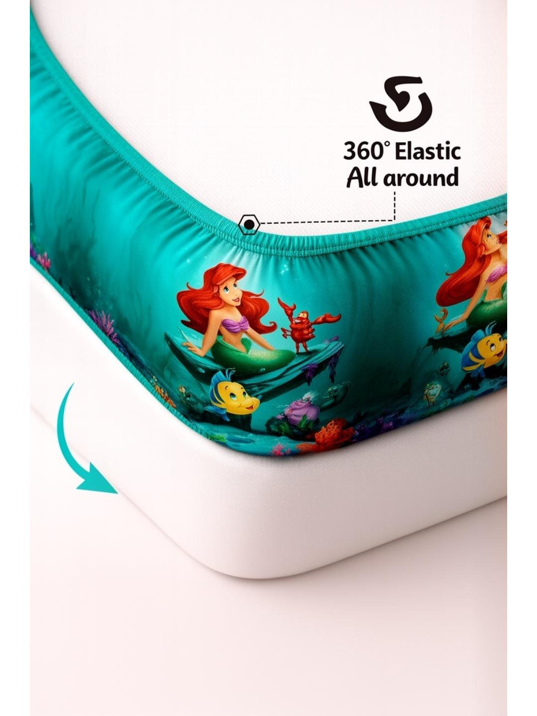 Mermaid Fantasy Fitted 7D Kids Bedsheet – (90x100 Inch) Double Size - Furnish Factory