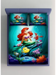 Mermaid Fantasy Fitted 7D Kids Bedsheet – (90x100 Inch) Double Size - Furnish Factory