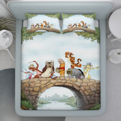 Winnie the Pooh 7D Fitted Bedsheet – (90x100 Inch) Double Size