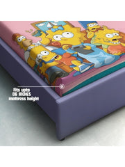 Simpsons Family 7D Fitted Bedsheet – (90x100 Inch) Double Size