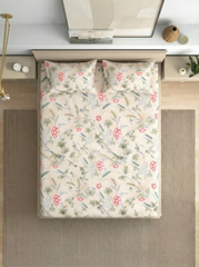 Floral Bliss And Geometric Harmony Cotton Blend Bedsheet