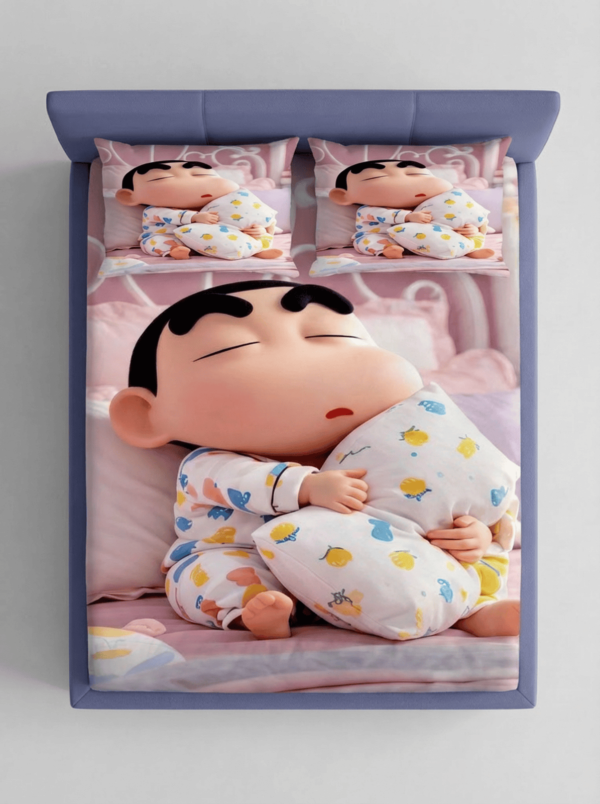 Sleepy Shinchan 7D Fitted Bedsheet – (90x100 Inch) King Size