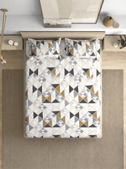 Floral Bliss And Geometric Harmony Cotton Blend Bedsheet - Furnish Factory