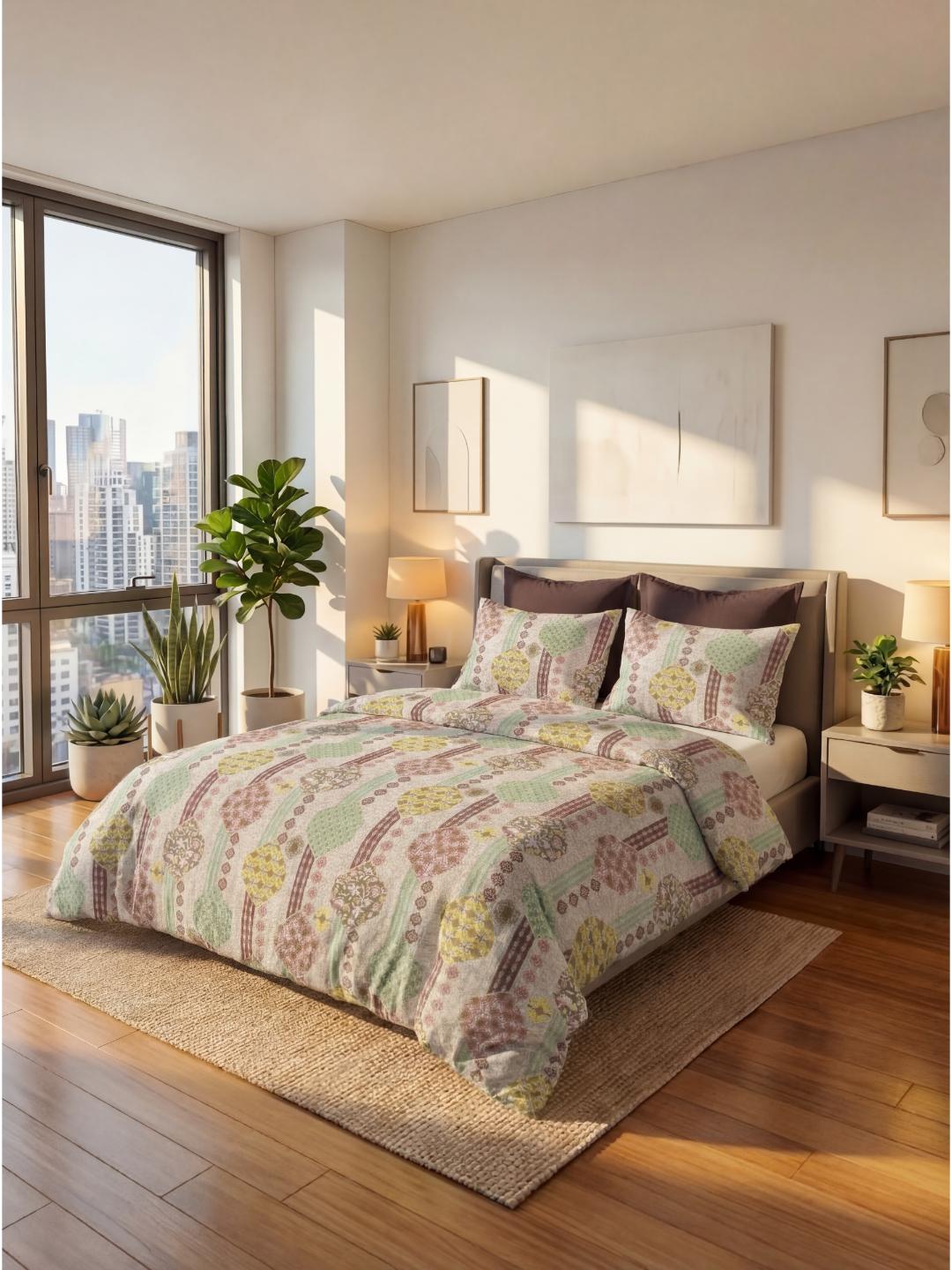 Pastel Geometry Premium Jaipuri Bedsheet - Furnish Factory