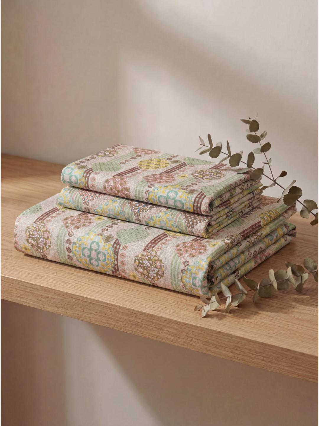Pastel Geometry Premium Jaipuri Bedsheet - Furnish Factory