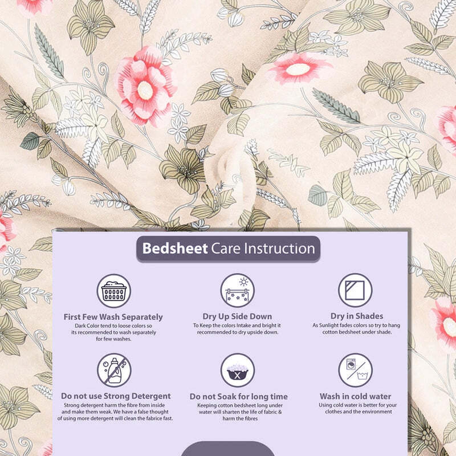 Floral Bliss Cotton Blend King Size Bedsheet - Furnish Factory