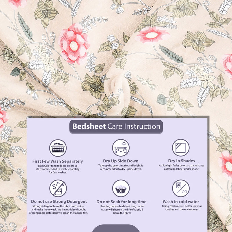 Floral Bliss Cotton Blend King Size BedSheet