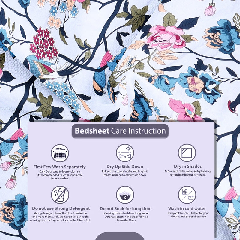 Birdsong Bloom Cotton Blend Bedsheet