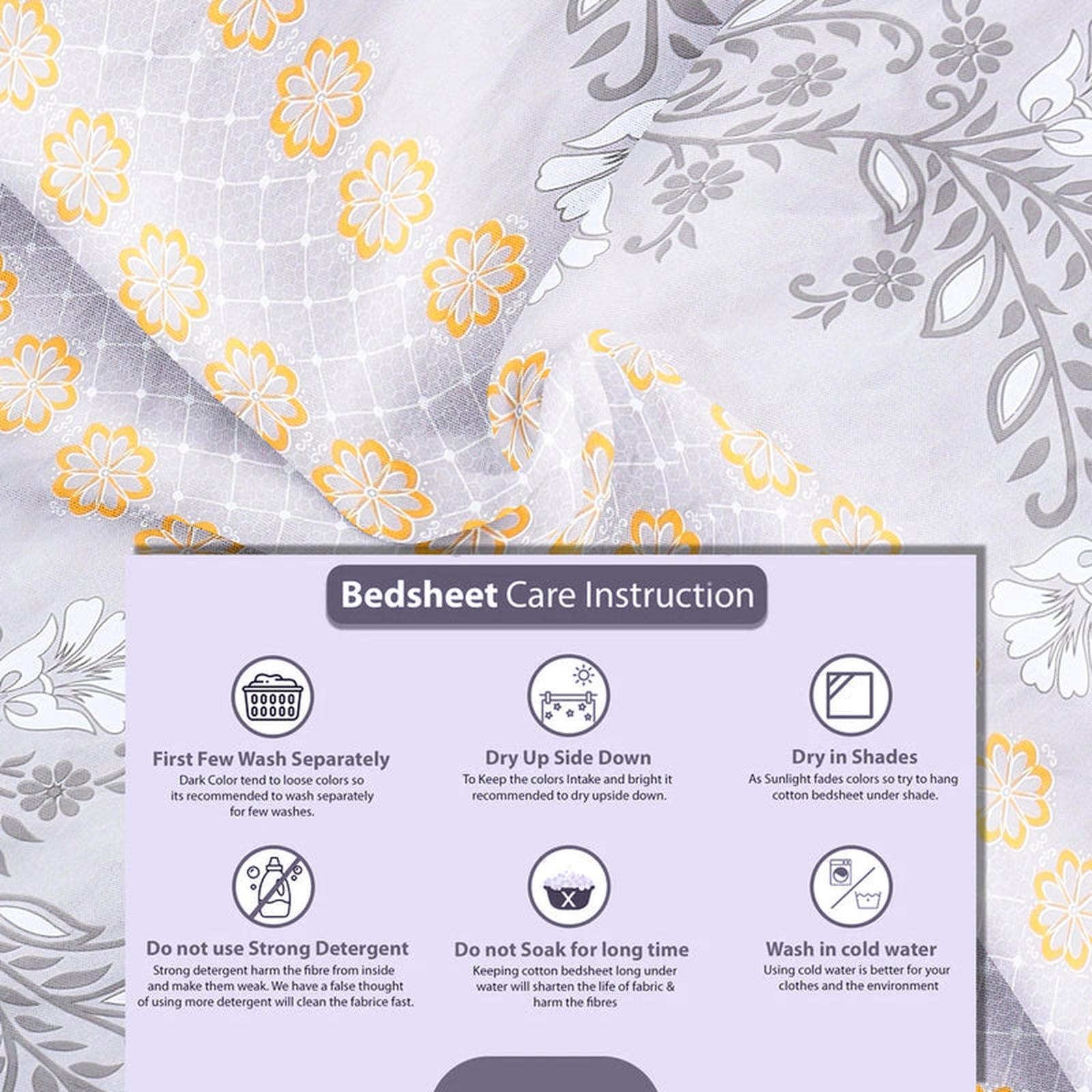 Sunlit Grace Cotton Blend Bedsheet - Furnish Factory