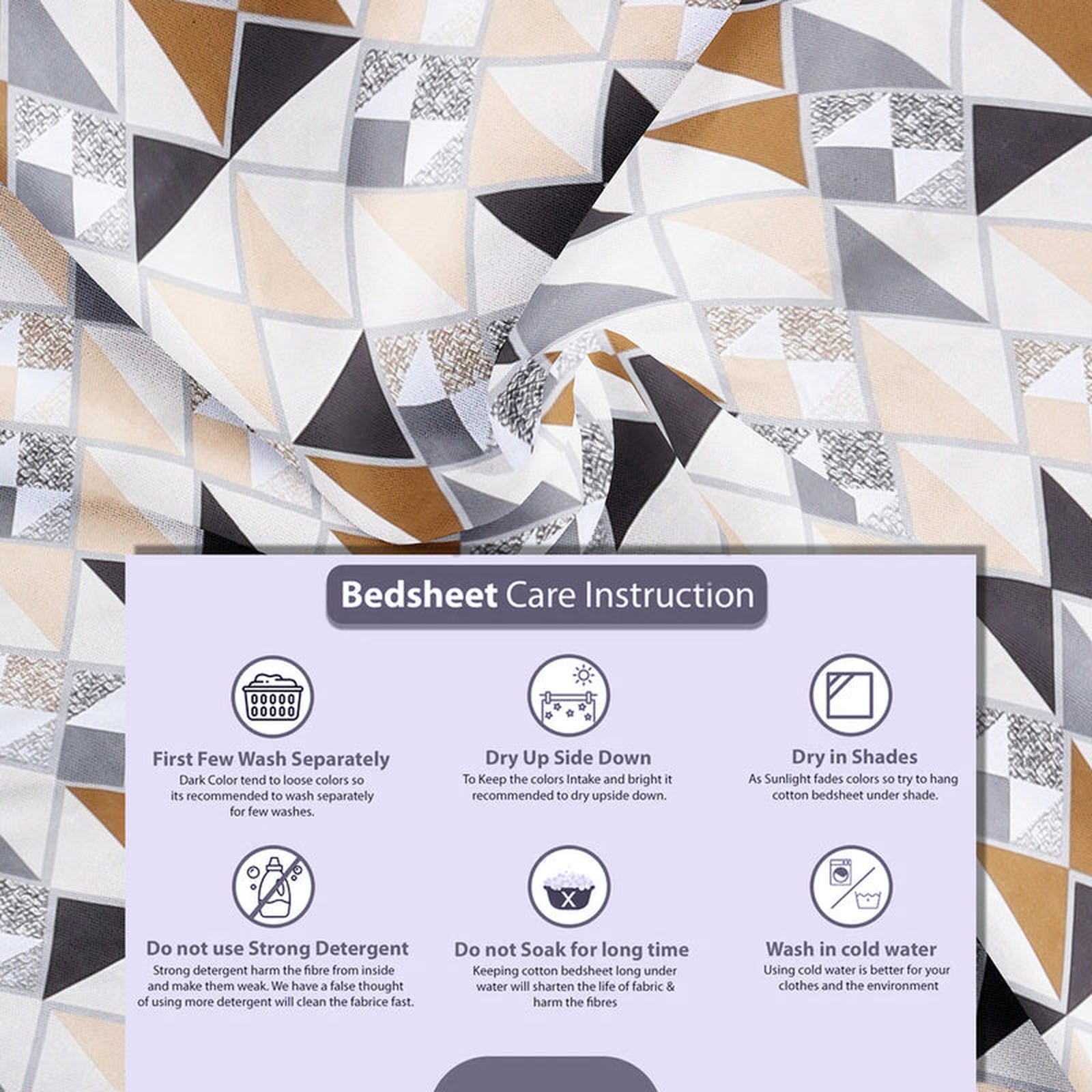 Geometric Harmony Super-Soft Double Bedsheet - Furnish Factory