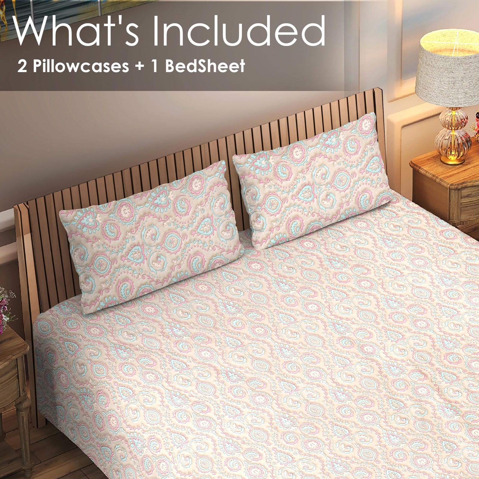 Royale Pastel Cotton Bedsheet (108×108 inch) Super King - Furnish Factory