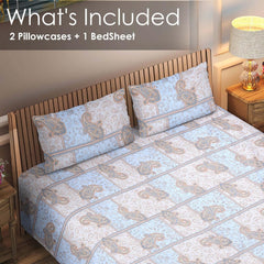 Regal Blue Paisley Cotton Bedsheet (108 × 108 inch) Super King - Furnish Factory