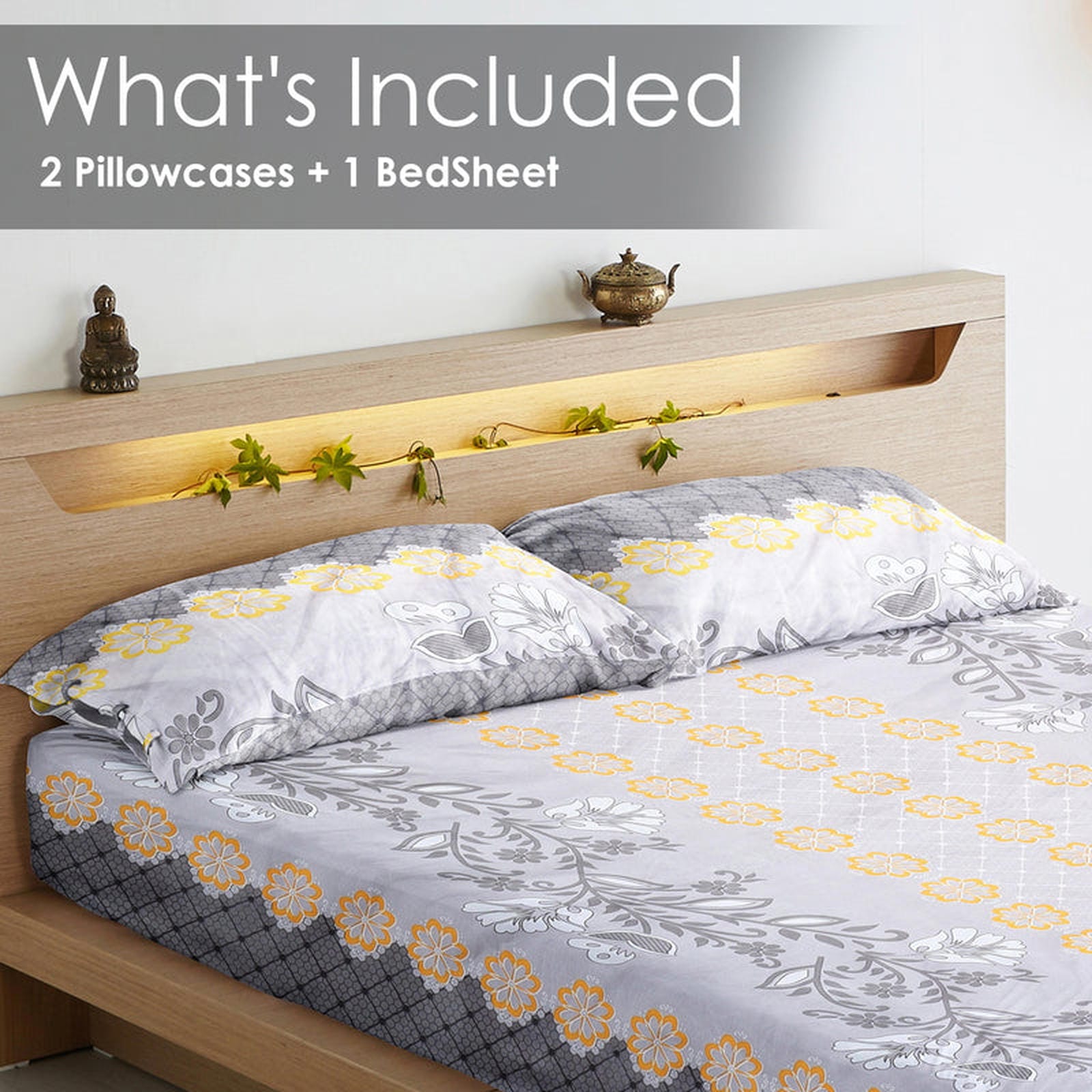 Sunlit Grace Cotton Blend Bedsheet - Furnish Factory