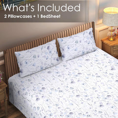 Frosted Bloom Whisper – Cotton Bedsheet (90×100 inch) King Size