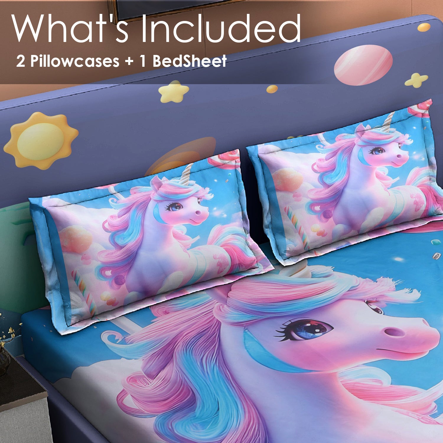 Candy Dream 7D Cotton Fitted Bedsheet (90x100 inch)