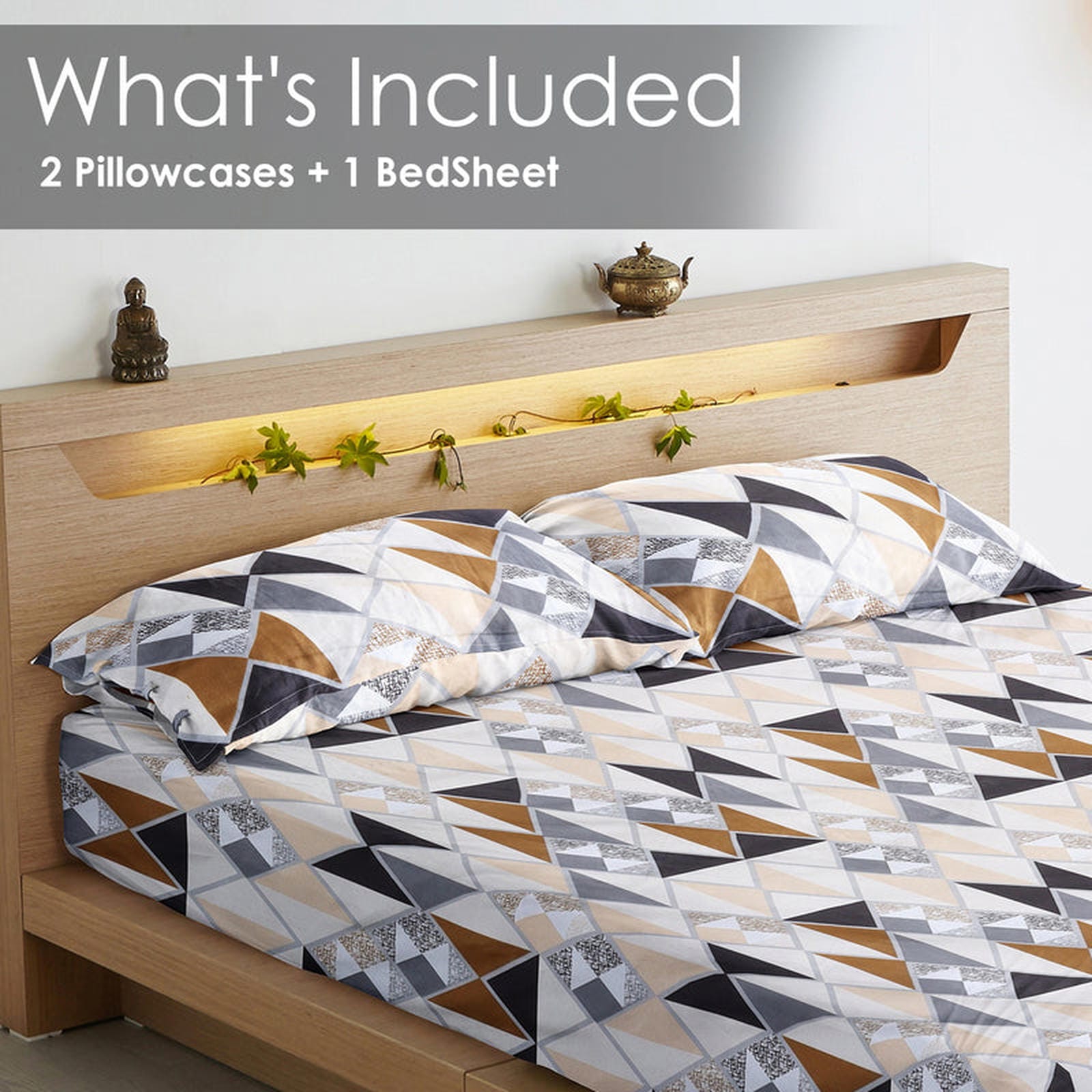 Geometric Harmony Super-Soft Double Bedsheet - Furnish Factory