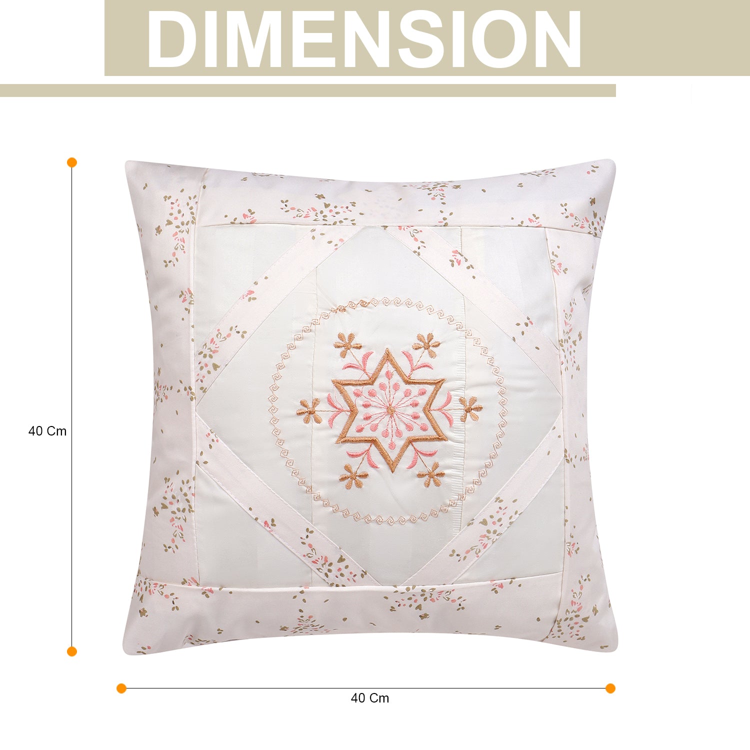 Vintage Blossom Medallion– Handcrafted Embroidered Cushion Cover –  14 x 14 inches