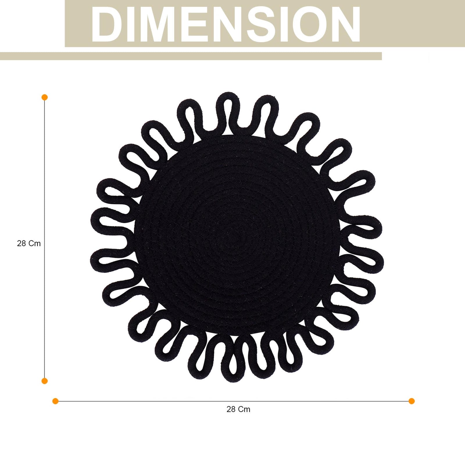 Earth thread-Black Braided Jute Table Placemats (Round 10.5 inch) - Furnish Factory
