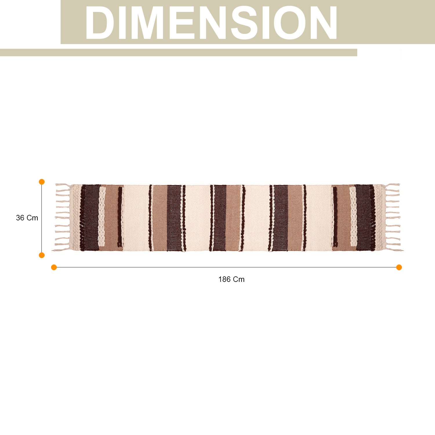Dark Brown and Biege Table Runner with tassels
