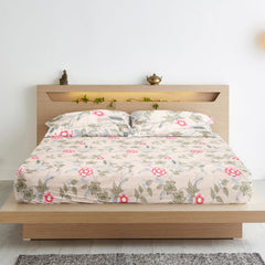 Floral Bliss Cotton Blend King Size Bedsheet - Furnish Factory