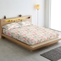 Floral Bliss Cotton Blend King Size Bedsheet - Furnish Factory