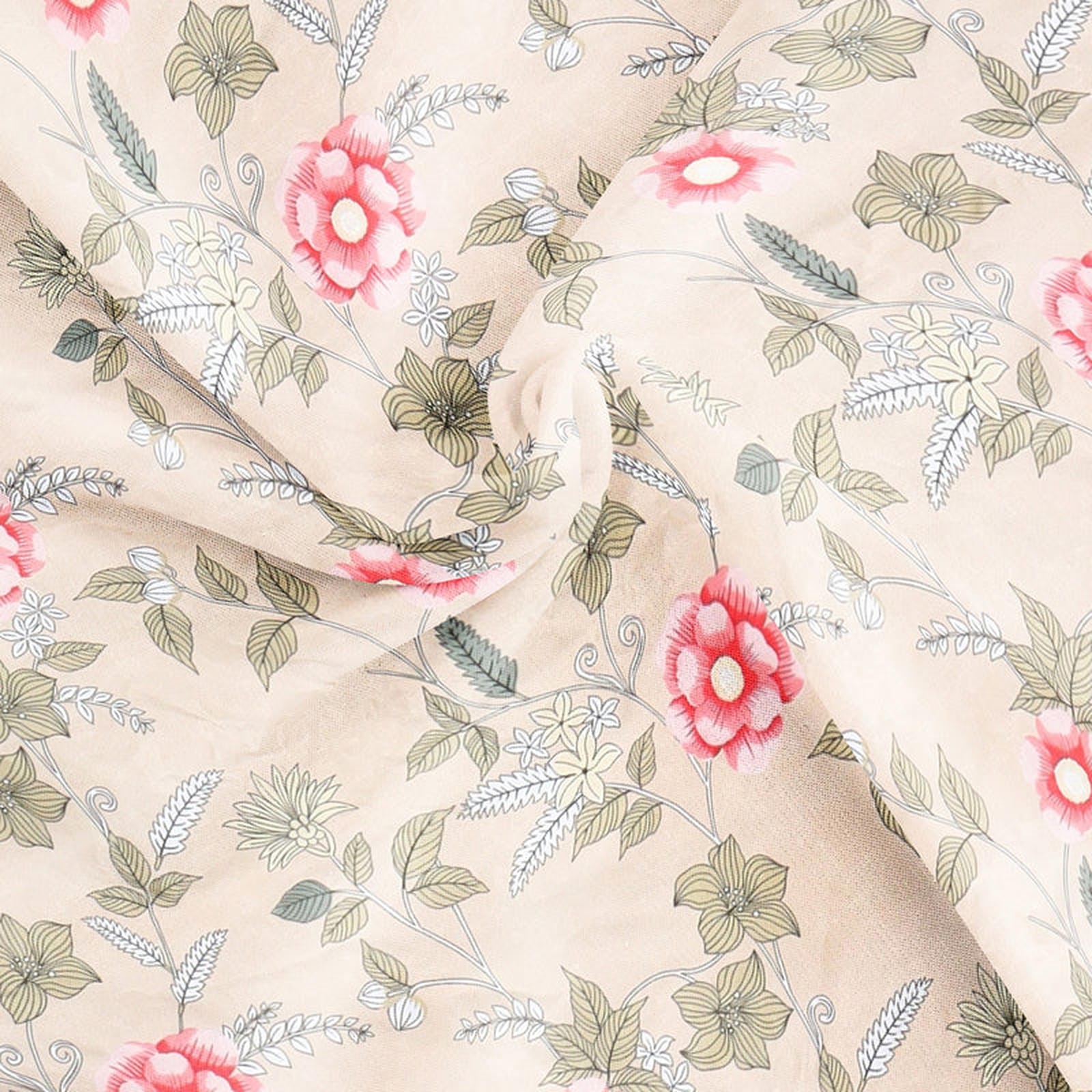Floral Bliss Cotton Blend King Size Bedsheet - Furnish Factory