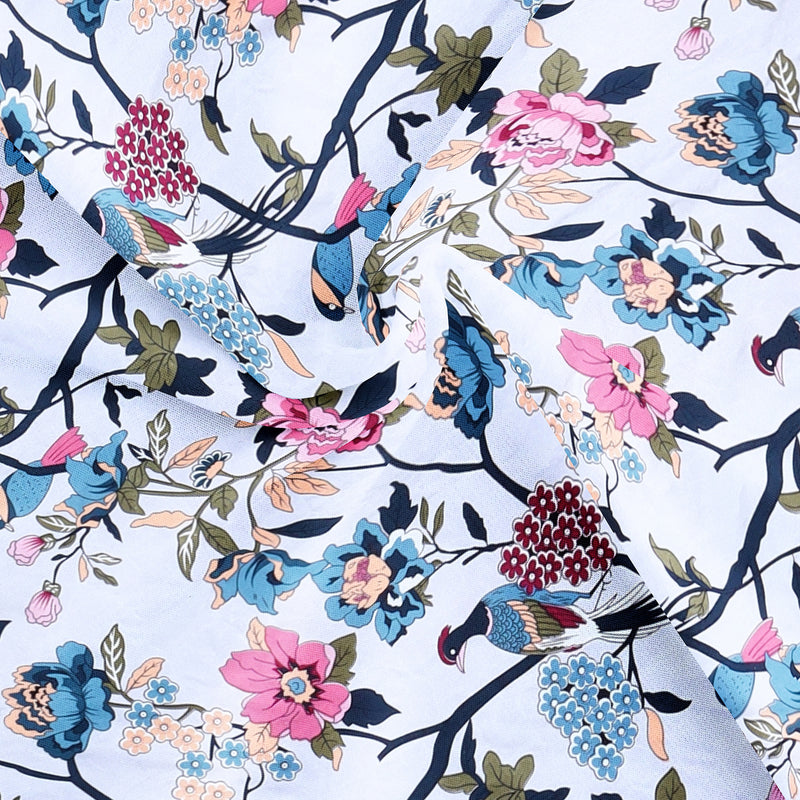 Birdsong Bloom Cotton Blend Bedsheet