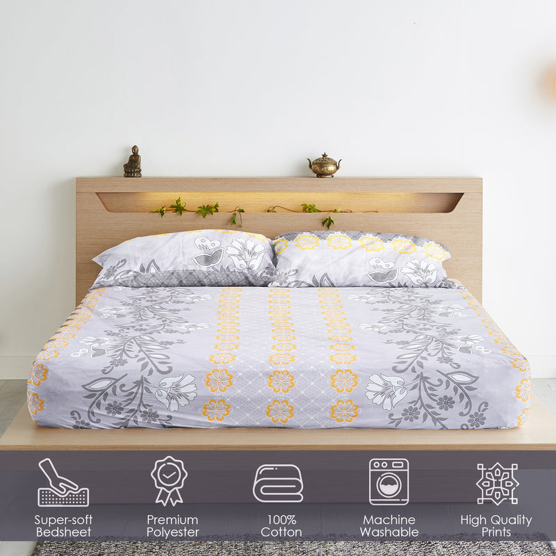 Sunlit Grace Cotton Blend Bedsheet
