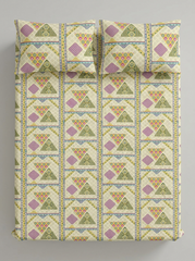 Jaipuri Olive Prism Premium Bedsheet