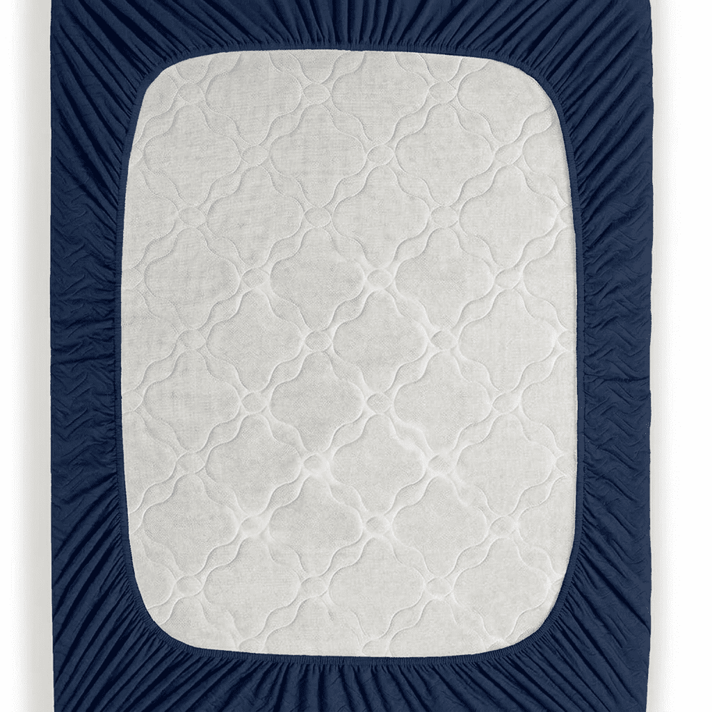 Yankess blue Waterproof Mattress Protector – Fitted Textured Design - Furnish Factory