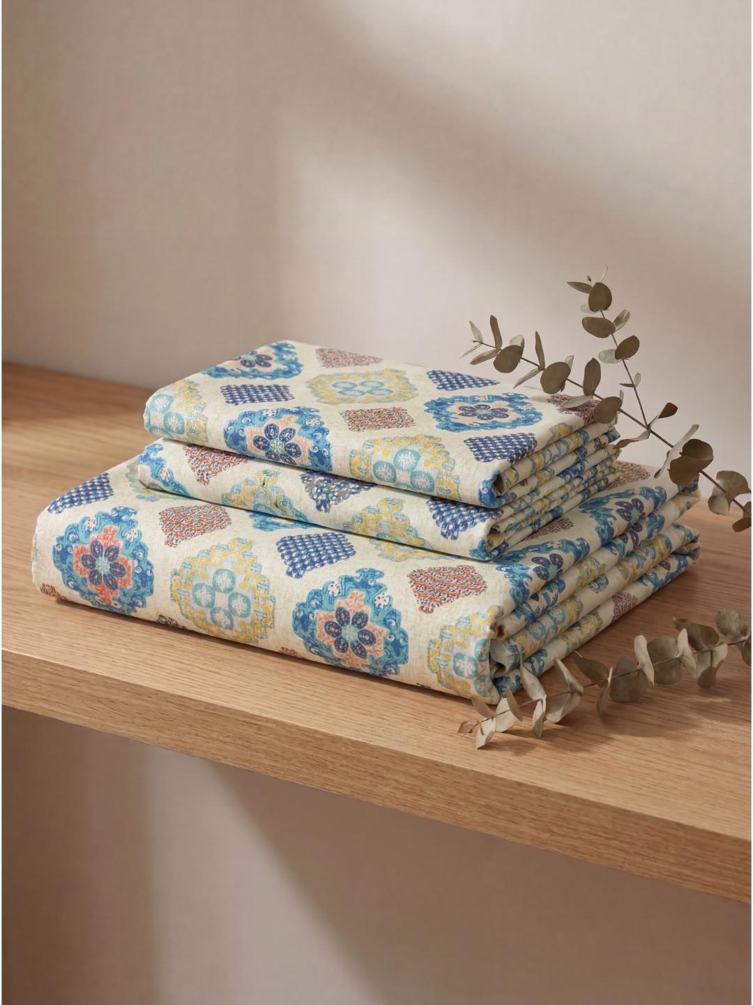 Indigo Patchwork Premium Jaipuri Bedsheet - Furnish Factory