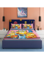 Simpsons Family 7D Fitted Bedsheet – (90x100 Inch) Double Size