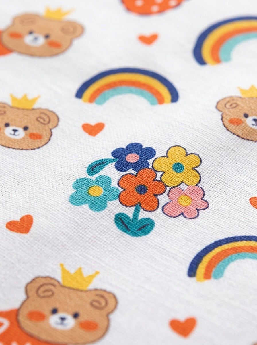Teddy’s Rainbow Bliss Kids Bedsheet (90 x 100 inches) - Furnish Factory