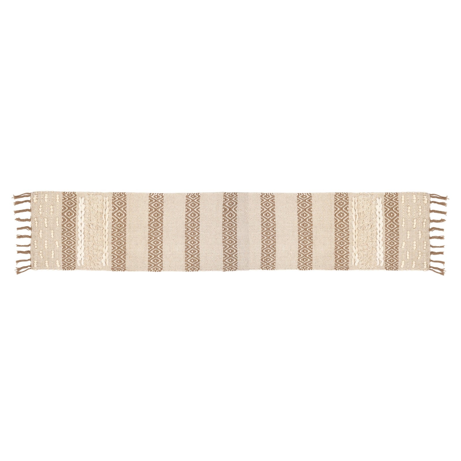 Soft knitted Beige Table Runner with tint of brown thread