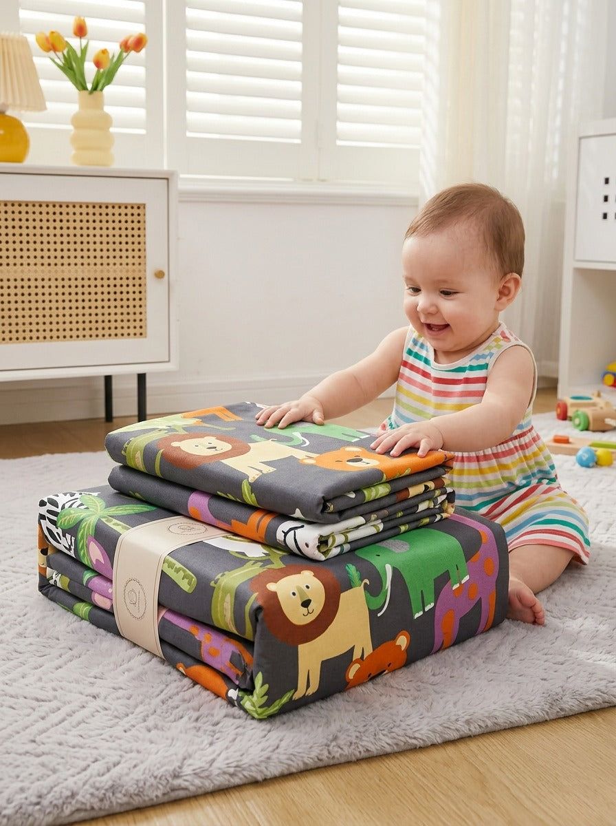 Jungle Safari Kids Bedsheet (90 x 100 inches) - Furnish Factory