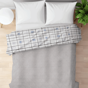 Ultralight Reversible Comforter  | Black & White with Blue Squares