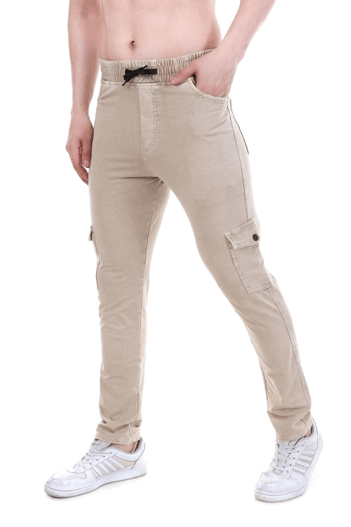 Men's Stretch Tech Stone Beige Smart Utility Fit Cargo Pants