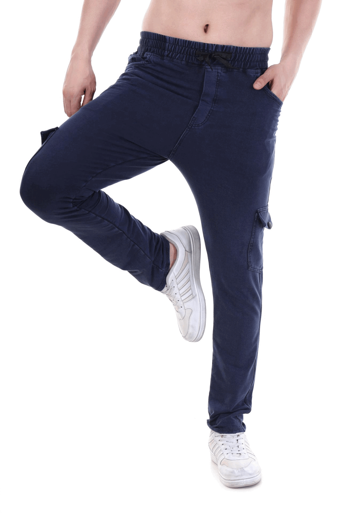 Men's Regular Fit Everyday Comfort Rugged Look Navy Utility Cargo Pants