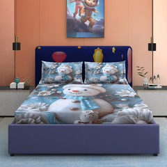 Snow Bliss 7D Cotton Fitted Bedsheet (90x100 inch) King Size