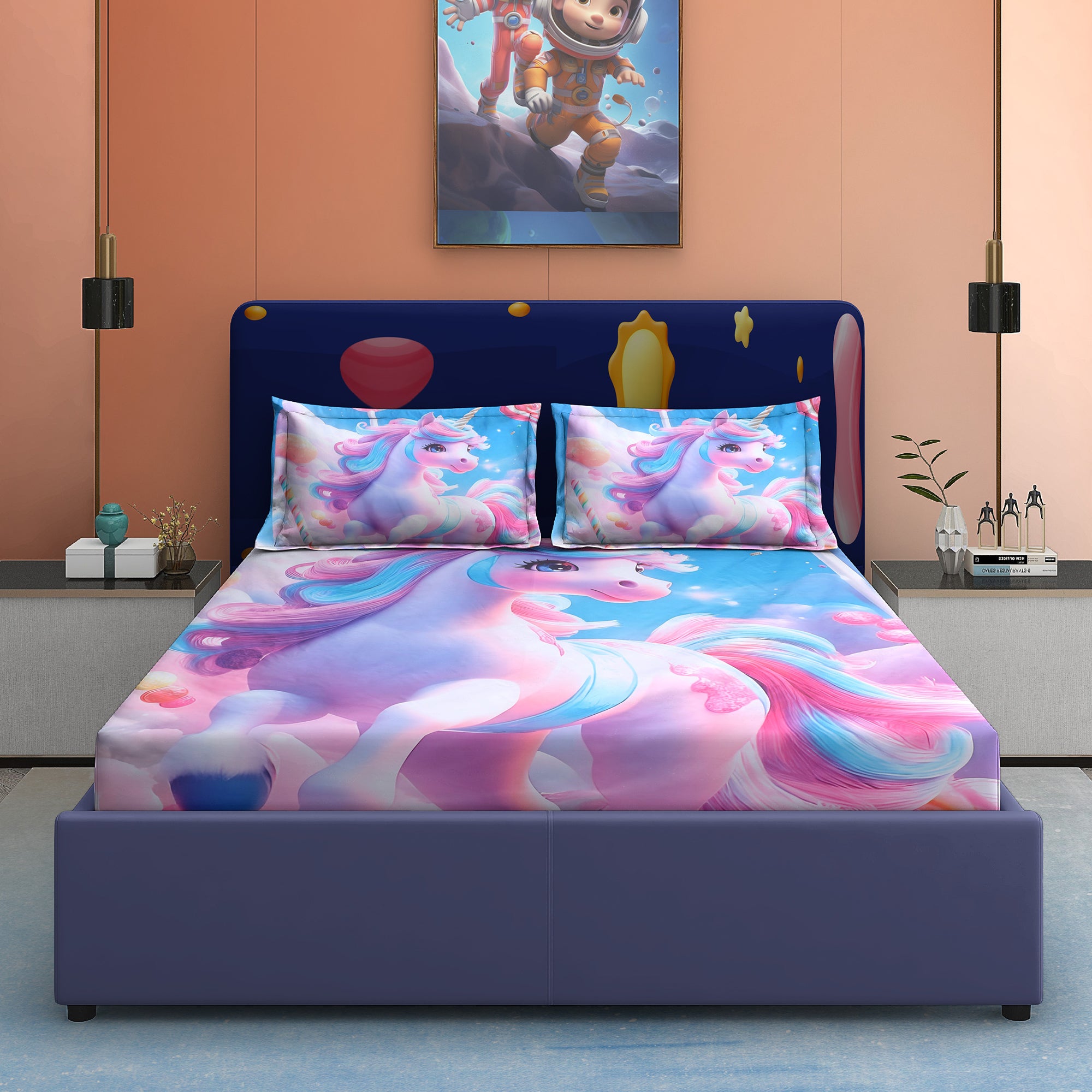 Candy Dream 7D Cotton Fitted Bedsheet (90x100 inch)
