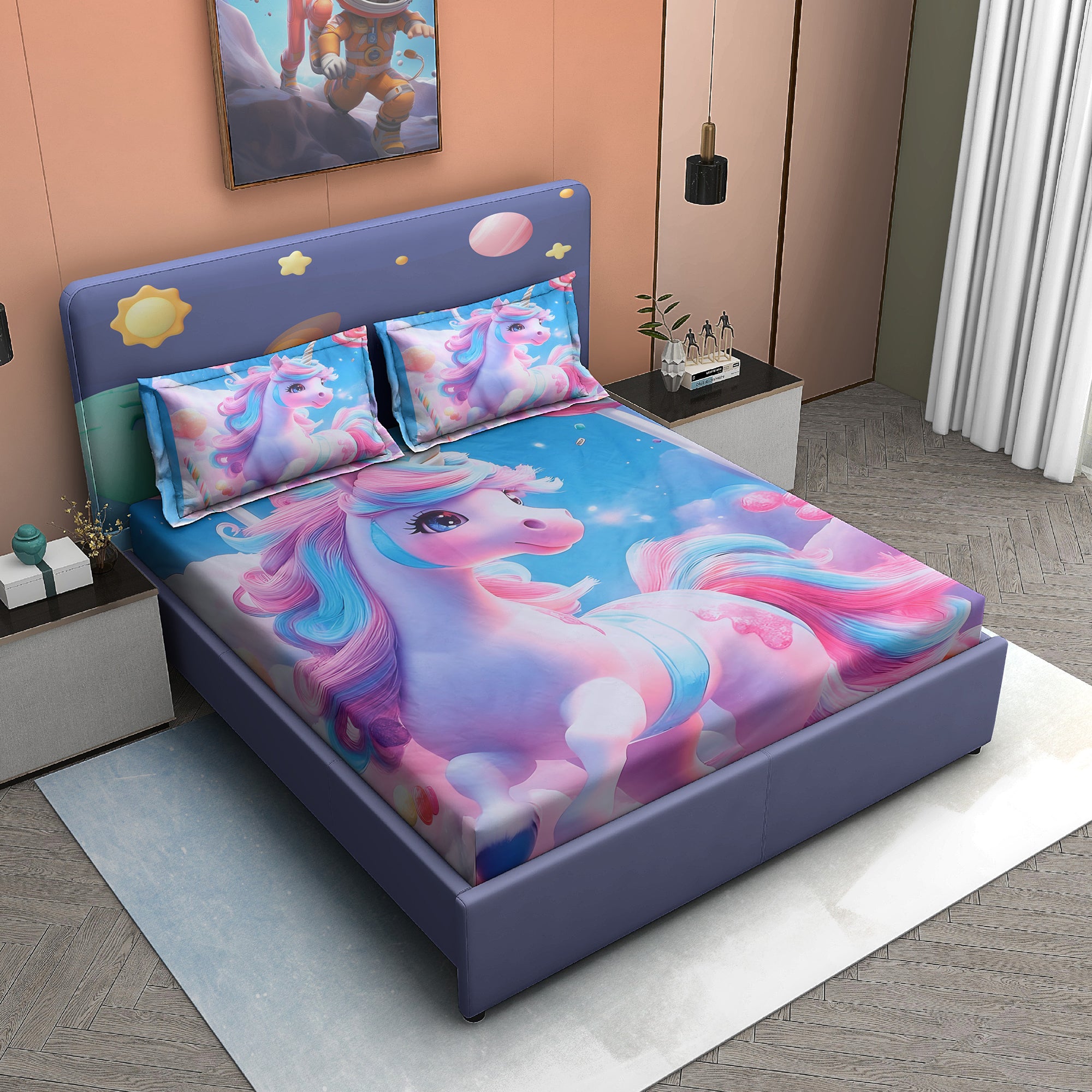 Candy Dream 7D Cotton Fitted Bedsheet (90x100 inch)