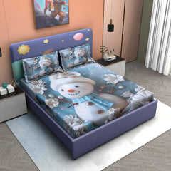 Snow Bliss 7D Cotton Fitted Bedsheet (90x100 inch) King Size