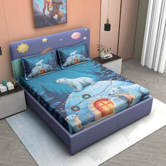 Polar Paradise 7D Cotton Fitted Bedsheet (90x100 inch) King Size
