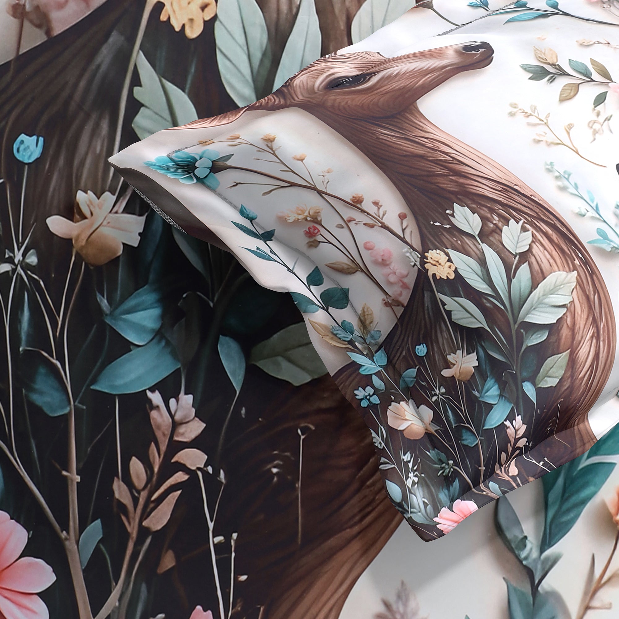 Enchanted Deer 7D Cotton Fitted Bedsheet (90x100 inch)