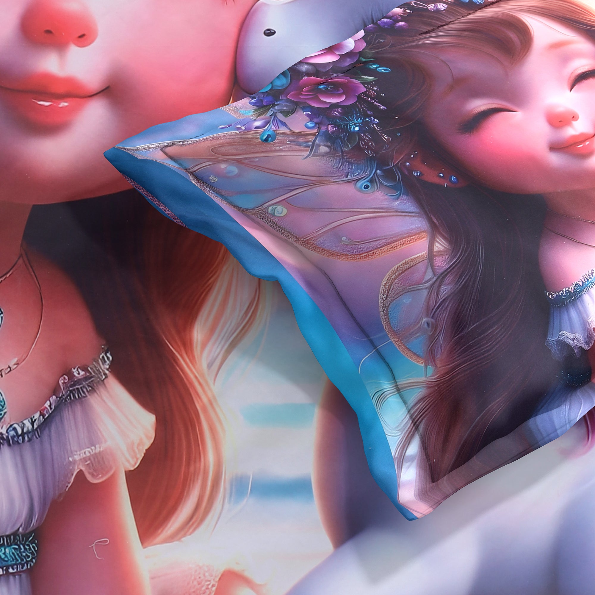 Unicorn Fairy 7D Cotton Fitted Bedsheet (90x100 inch)